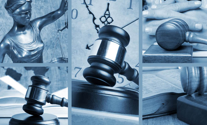 Collage image lady justice and gavel